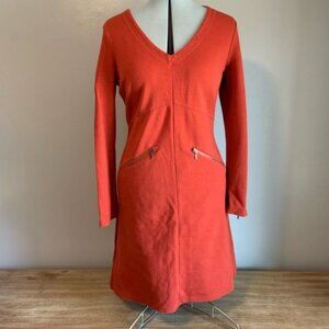 Athleta Long Sleeve Zip Pocket Orange Dress L